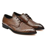 DDesire Pointer Crock Tan Lace UP Non Leather Shoes - Image 2