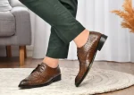 DDesire Pointer Crock Tan Lace UP Non Leather Shoes - Image 6