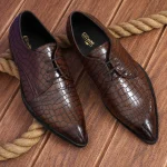 DDesire Pointer Crock Tan Lace UP Non Leather Shoes - Image 3