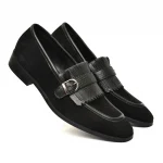 DDesire Black Sued Loafer Flap strap Shoes