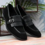 DDesire Black Sued Loafer Flap strap Shoes - Image 6