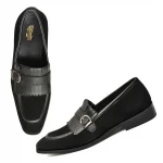 DDesire Black Sued Loafer Flap strap Shoes - Image 2