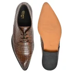 DDesire Pointer Crock Tan Lace UP Non Leather Shoes - Image 4