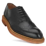 Goodyear Welted Triple Out Sole Leather Shoes Black Brogues for Men