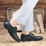 2505 Pointer Lace Up Green Printed LEATHER SHOES - Image 3