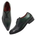 2505 Pointer Lace Up Green Printed LEATHER SHOES - Image 4