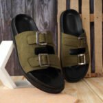 DDesire Men’s Olive Green Suede Finish Double Buckle Slide Sandals – Comfortable & Stylish Casual Footwear - Image 5