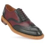 DDesire Premium Wine and Black Dual-Tone Full Brogue Lace-Up Dress Shoes for Men