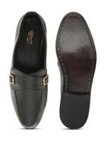 DDesire Men's Black Single Monk Strap Loafers with Gold Buckle Detail - Image 4