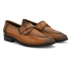 DDesire Men's Brown Leather Loafers With Horse bit Buckle