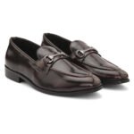 DDesire Men's Dark Brown Horsebit Loafers - Formal Slip-On Leather Dress Shoes