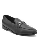 DDesire Sleek Black Leather Slip-On Loafers with Silver Hardware - Image 3