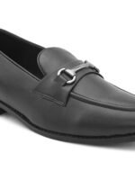 DDesire Sleek Black Leather Slip-On Loafers with Silver Hardware - Image 2