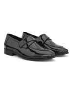 DDesire Patent Black Leather Horse bit Penny Loafers