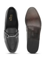 DDesire Sleek Black Leather Slip-On Loafers with Silver Hardware - Image 4