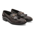 DDesire Men's Formal Kiltie Horsebit Loafers - Dark Brown Leather Slip-On Dress Shoes