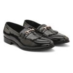 DDesire Men's Black Patent Leather Kiltie Horsebit Loafers